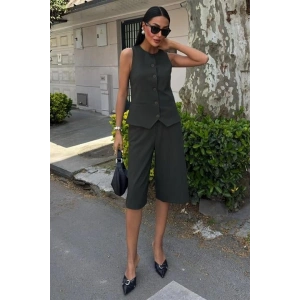 Midi Şortlu Ve Yelekli Viscon Takım 10167