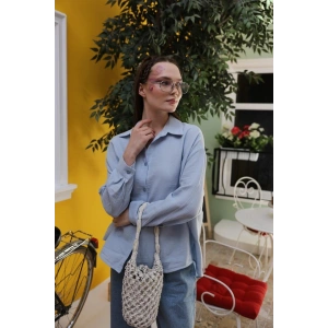 Müslin Uzun Kol Gömlek - Bebe Mavisi