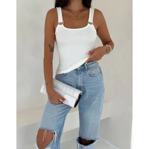 Ottoman toka askılı bluz beyaz s4194