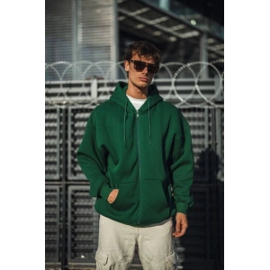 Oversize Tam Fermuarlı Uzun Kol Hırka - Haki