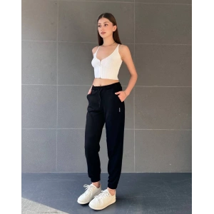 paça lastikli rahat kumaş eşofman siyah