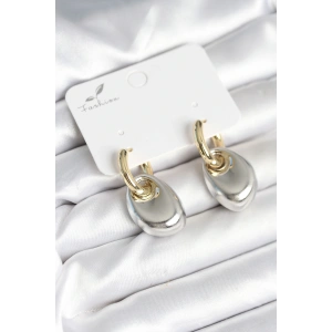 Pirinç Damla Model Gümüş Gold Renk Kadın Küpe