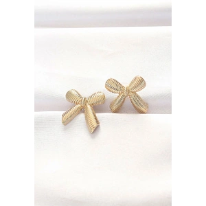 Pirinç Gold Renk Fiyonk Küpe