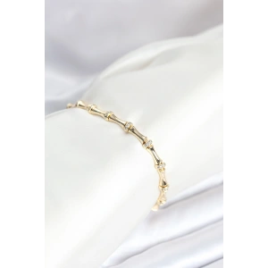 Pirinç Gold Renk Kemik Model Zirkon Taşlı Kadın Bileklik