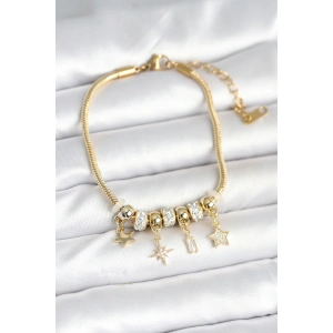 Pirinç Gold Renk Kutup Yıldızı Charmlı Kadın Bileklik