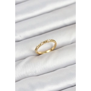 Pirinç Gold Renk Lazer Kesim Kadın Yüzük
