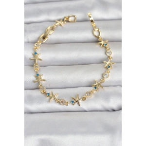 Pirinç Gold Renk Sıralı Deniz Yıldızı Model Kadın Bileklik