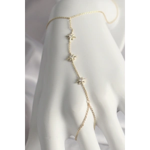 Pirinç Gold Renk Zirkon Taşl Yıldız Model Kadın Şahmeran