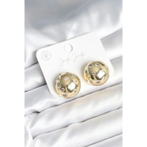 Pirinç Gold Renk Zirkon Taşlı Kadın Küpe