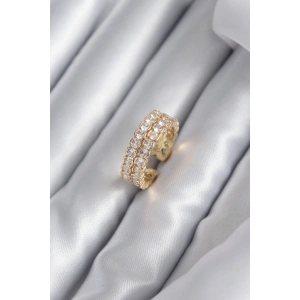 Pirinç Gold Renk Zirkon Taşlı Kadın Yüzük