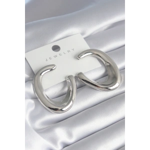 Pirinç Gümüş Renk Halka Model Kadın Küpe