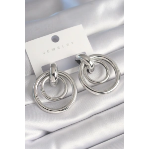 Pirinç Gümüş Renk Halka Model Kadın Küpe