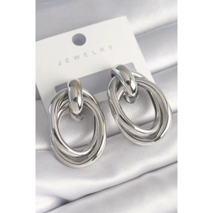 Pirinç Gümüş Renk Oval Sarmal Model Kadın Küpe