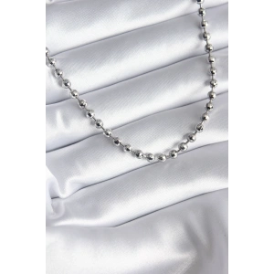 Pirinç Gümüş Renk Topçuk Detay Kadın Kolye