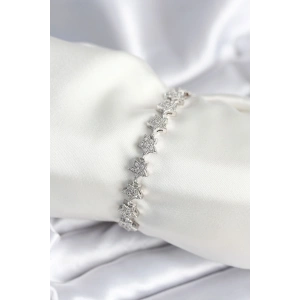 Pirinç Gümüş Renk Yıldız Model Kadın Bileklik