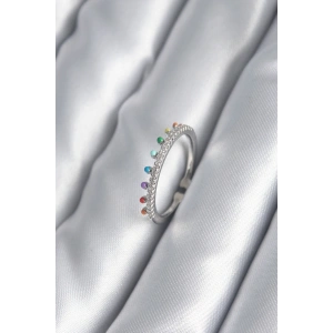 Pirinç Gümüş Renk Zirkon Taş Detay Kadın Yüzük