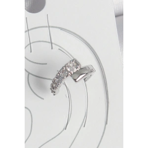 Pirinç Gümüş Renk Zirkon Taşlı Kadın Kıkırdak Küpe