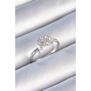 Pirinç Gümüş Renk Zirkon Taşlı Kadın Yüzük