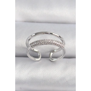 Pirinç Gümüş Renk Zirkon Taşlı Kadın Yüzük