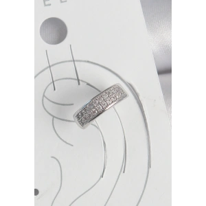 Pirinç Gümüş Renk Zirkon Taşlı Kıkırdak Model Kadın Küpe