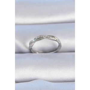 Pirinç Gümüş Renk Zirkon Taşlı Sarmal Model Kadın Yüzük