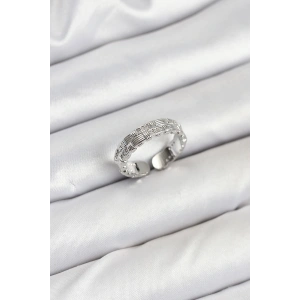 Pirinç Gümüş Renk Zirkon Taşlı Sırım Kadın Yüzük