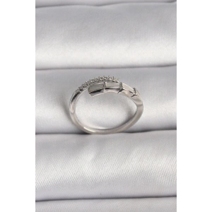Pirinç Gümüş Renk Zirkon Taşlı Yılan Model Ayarlanabilir Yüzük