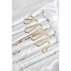 Pirinç Kıvrımlı Model Gold Renk Kadın Pazu Bileklik