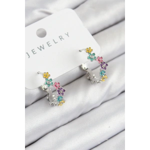 Pirinç Renkli Papatya Model Gümüş Renk Kadın Küpe