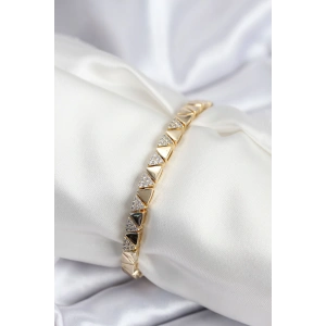 Pirinç VIP Seri Gold Renk Sıralı Üçgen Model Kadın Bileklik