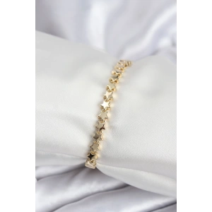 Pirinç VIP Seri Gold Renk Sıralı Yıldız Model Kadın Bileklik