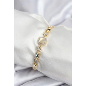 Pirinç VIP Seri Gold Renk Zirkon Taşlı Model Kadın Bileklik