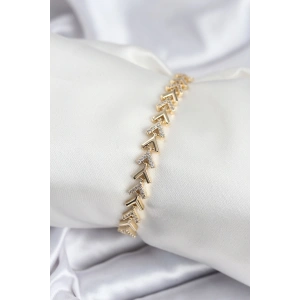 Pirinç VIP Seri Gold Zirkon Taşlı Balık Sırtı Model Kadın Bileklik