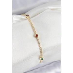 Pirinç Zirkon Taşlı Asorti Model Gold Renk Kadın Bilekilk