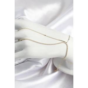 Pirinç Zirkon Taşlı Ezme Zincir Model Gold Renk Kadın Şahmeran