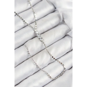 Pirinç Zirkon Taşlı Ezme Zincirli Model Gümüş Renk Y Kolye