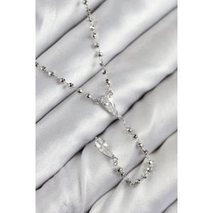 Pirinç Zirkon Taşlı Gümüş Renk Kadın Y Kolye