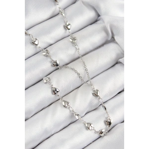 Pirinç Zirkon Taşlı Kalp Model Gümüş Renk Y Kolye