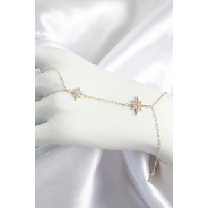 Pirinç Zirkon Taşlı Kutup Yıldızı Model Gold Renk Kadın Şahmeran