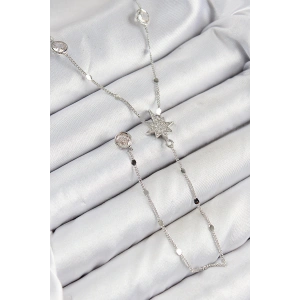 Pirinç Zirkon Taşlı Kutup Yıldızı Model Gümüş Renk Y Kolye