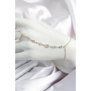 Pirinç Zirkon Taşlı Y Model Gold Renk Kadın Şahmeran