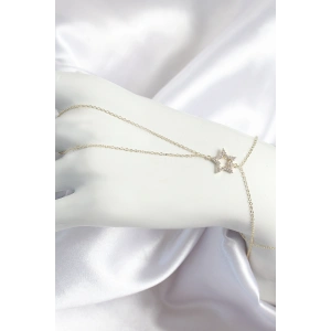 Pirinç Zirkon Taşlı Yıldız Model Gold Renk Kadın Şahmeran