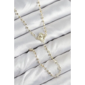 Pirinç Zirkon Taşlı Yonca Model Gold Renk Kadın Y Kolye