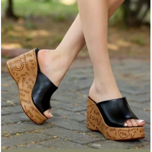 Silya Siyah Cilt Dolgu Topuk Terlik