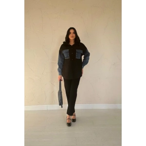 Siyah Kot Garnili Ceket