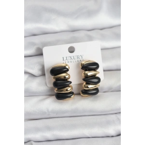 Siyah Renk Pirinç Vintage Kadın Küpe