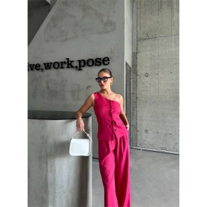 TEK KOL YELEK - PANTOLON TAKIM ATLAS - Fuşya