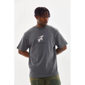 Unisex Baskılı Oversize T-Shirt - Füme