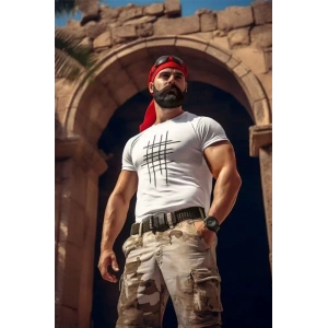 Unisex Bisiklet Yaka Baskılı Oversize T-Shirt - Beyaz