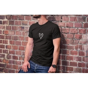 Unisex Bisiklet Yaka Baskılı Oversize T-Shirt - Siyah